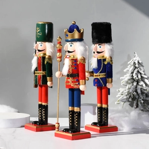 Set di soldati schiaccianoci in legno da 38cm dipinti a mano per decorazioni natalizie
