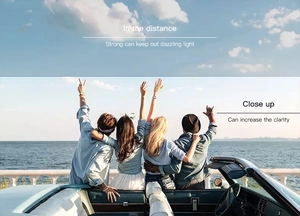 Detail showing anti-glare lens technology and clarity enhancement for retro sunglasses