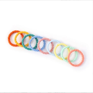 Set of 9 colorful high elasticity braided hair ties for girls on white background