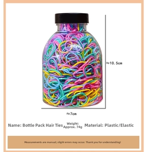 Bottled colorful elastic hair bands with clear plastic jar size 10.5cm by 7cm