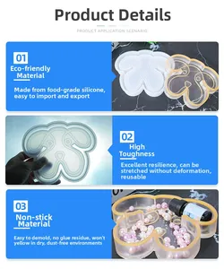 Detail of dog-shaped resin mold showing flexible silicone texture and easy release feature
