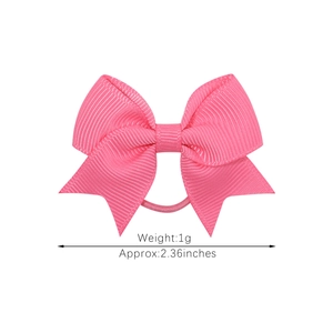 Pink grosgrain ribbon ponytail holder with bow and 2.36 inch elastic hair band