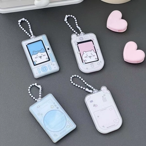 Mini acrylic card holder keychain in nostalgic camera and game console styles