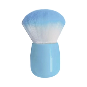 Blue mushroom head makeup brush with soft gradient synthetic bristles for powder