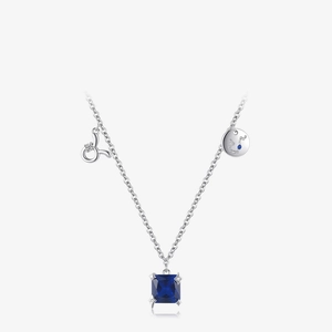 Taurus Sternzeichen Kette 925 Sterling Silber Blau Quadrat Zirkon Anhänger Modeschmuck Geschenk Für Damen