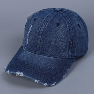 Distressed Denim Baseball Cap Washed Retro Cotton Sun Hat With Torn Holes Adjustable For Casual Streetwear Unisex