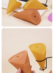Detailed close-up of realistic waffle cone prop with grid texture for DIY clay crafts