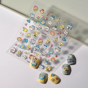 Stickers nail art 5D en relief avec divers motifs de dessins animés mignons et fleurs