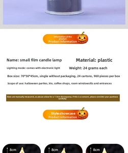Detailed dimensions of 8cm Halloween skull candle light with plastic material