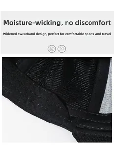 Détail de la casquette de baseball noire avec bandeau intérieur large anti-transpiration