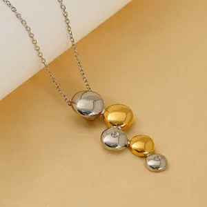 Fashionable stainless steel necklace with multi-disc grape cluster pendants and zircon