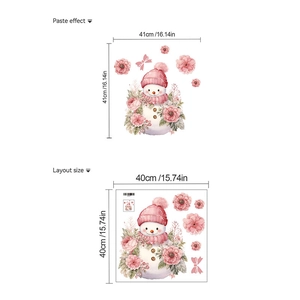 Detailed size guide of Christmas snowman window stickers with dimensions and layout view