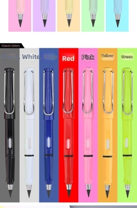 Detailed set of multi-color inkless eternal pencils with ergonomic grips and clips