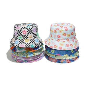 Floral print bucket hats in diverse patterns for summer beach vacation sun protection