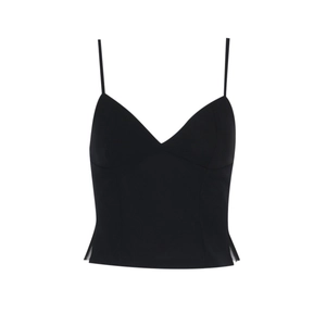 Camisole noire ajustée avec fines bretelles et fente latérale pour mode printanière femme
