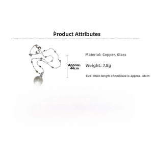 Detailed specs of crystal ball necklace with silver copper chain and glass pendant