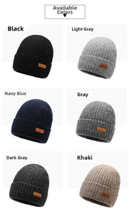Detailed grid view of thick ribbed knit beanies in six assorted neutral colors