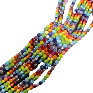 Colorful 4mm faceted glass bead necklace with rainbow gradient colors for DIY jewelry