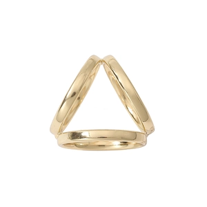 Minimalist gold geometric silk scarf ring with interlocking three-loop triangle structure