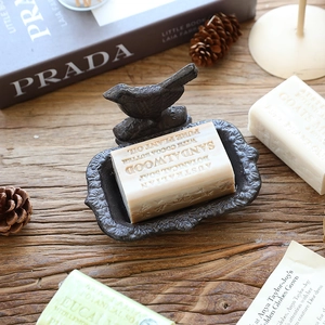 Retro Bird Soap Dish Cast Iron Hollow Drainage Holder Bathroom Kitchen Decorative Metal Tray Vintage Country Home Decor