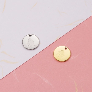 Round Tree Pattern Pendants 304 Stainless Steel Mirror Polished Disc Charms For DIY Jewelry Making Crafts