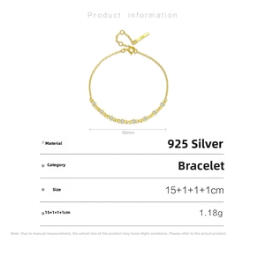 Macro view of S925 sterling silver diamond bracelet detailing 1.18g weight and 15cm length