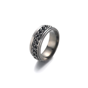 Industrial vintage stainless steel chain ring for men with rotatable bottle opener design