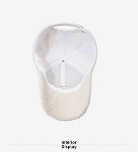 Interior view of warm lamb wool baseball cap showing inner stitching and sweatband