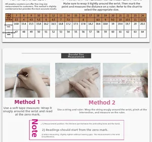 Guía detallada de tallas de joyas con instrucciones de medición para anillos y pulseras