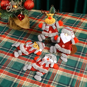 4-piece set of Santa, reindeer, bear, and snowman plush Christmas tree ornaments