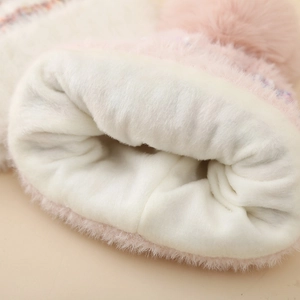 Bonnet en tricot rose pour filles avec doublure en polaire blanche épaisse pour l'hiver