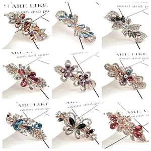 Barrettes À Cheveux En Strass Alliage Fleur Papillon Paon Pince À Ressort Épingle À Cheveux Accessoires Scintillants