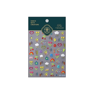 Cute ins style nail art stickers M-649 with colorful rainbows hearts and flowers