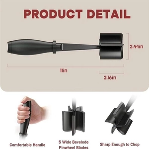Meat chopper with 5-blade nylon head and ergonomic handle, 11-inch product dimensions