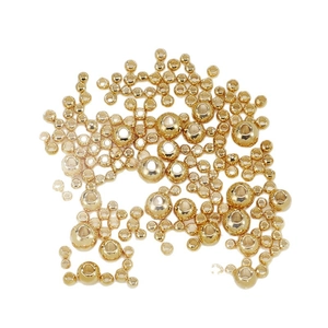 Perles d'espacement rondes plaquées or 18k en différentes tailles pour bijoux DIY