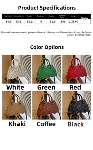Detailed size chart and multi-color spider web bat shaped handbag collection made of PU