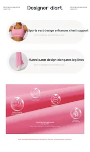 Detail of pink yoga set with high-stretch dry-fit fabric and flare leggings