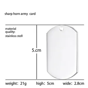 Polished stainless steel dog tag pendant with 5cm x 2.8cm dimensions for pet identity