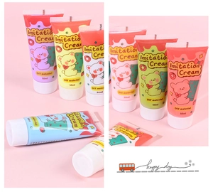 Close-up of 50ml imitation cream tubes in various pastel colors for DIY handmade crafts
