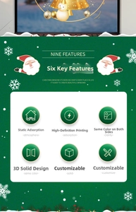 Détail de stickers de Noël statiques avec design 3D et couleur or double face