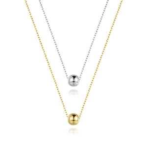 Minimalist 925 sterling silver ball pendant necklace in polished gold and silver finish