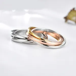 Interlocking Band Ring Polished 316L Stainless Steel Multi Color Bands For Women Men Couple Minimalist Jewelry Gift Fashion Accessory