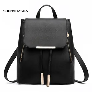Fashion Backpack For Women Saffiano PU Leather Flap Drawstring Ladies Rucksack Casual Daily Travel School Bag Multi Pocket
