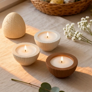 Easter egg storage box silicone mold with woven texture for DIY resin candle jars