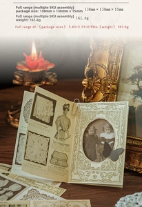 Macro shot of vintage vellum scrapbooking book with 366 pages of retro illustrations