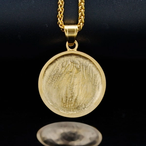 Hip hop 316L gold stainless steel Virgin Mary round medallion necklace with crystal pavé