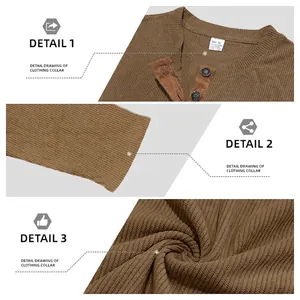 Langärmeliges Henley-Shirt für Herren in Waffelstrick-Optik mit schmaler Passform