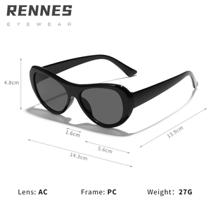 Glossy black oval oversized sunglasses with UV protection and AC lenses for women