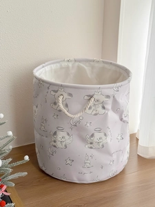 Purple puppy laundry basket with star and moon patterns and cotton rope handles