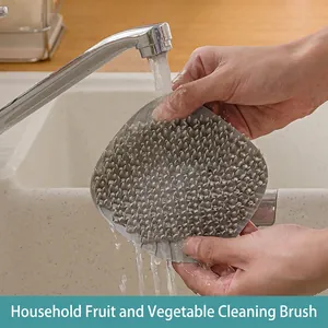 Silicone Cleaning Brush Scrubber Flexible Dish Scrubber For Fruit Vegetable Pot Pan Kitchen Tool Non Stick Oil Hanging Hole